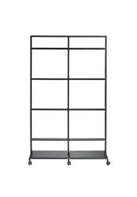 6200-0711-9011 Extend Free Standing, Black Metal Bottom Plate w. Wheels, Double, Front_1